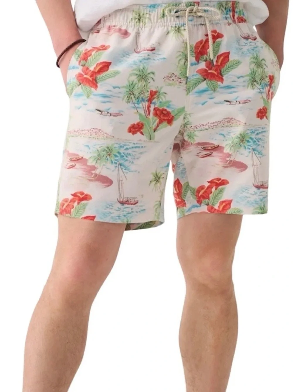 Faherty Men's Beacon Tropical Breeze Swim Trunks size large